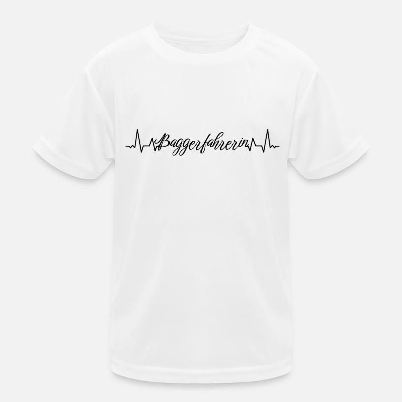 Bagger-Fahrer Herzschlag Baggerfahrerin Kinder Funktions-T-Shirt