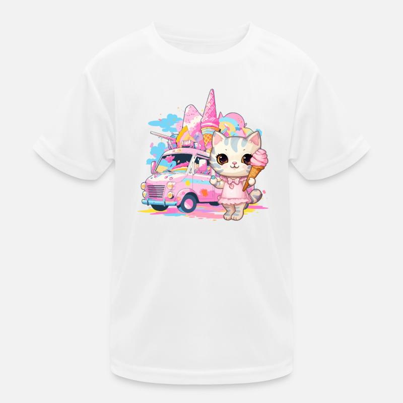 Katze Kätzchen-Mädchen Eisdielen Dessert-Eiscreme Kinder Funktions-T-Shirt