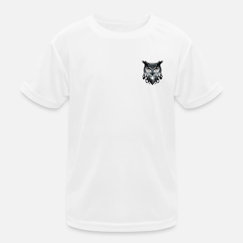 Hibou polygonal en noir et blanc – Bird Art T-shirt sport Enfant