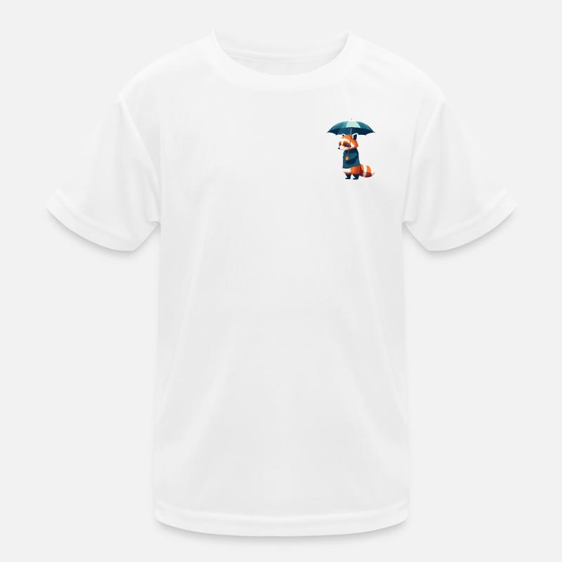 Red panda with umbrella - Kids Functional T-Shirt - white