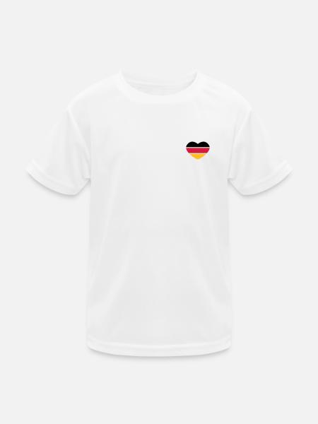 Herz 3farbig - Schwarz Rot Gold - Deutschland - Kinder Funktions-T-Shirt - Weiß - Vorne