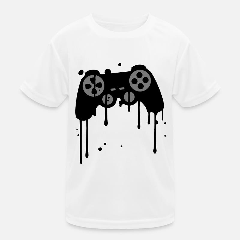 controller graffiti tropfen klex farbe spritzer - Kinder Funktions-T-Shirt - Weiß