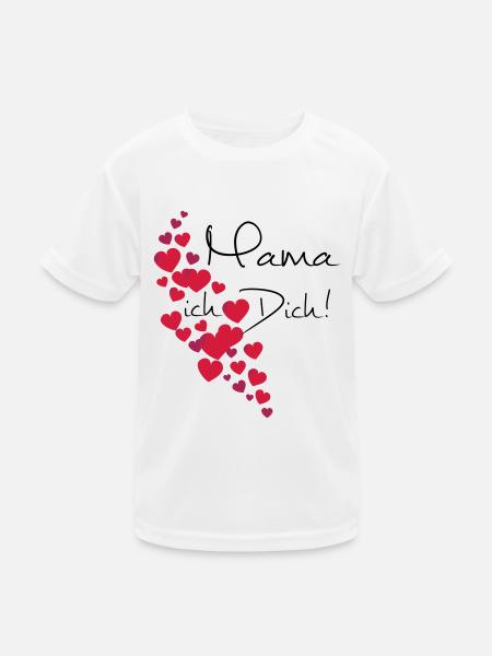 Muttertag Mama Ich liebe Dich, personalisierbar - Kinder Funktions-T-Shirt - Weiß - Vorne