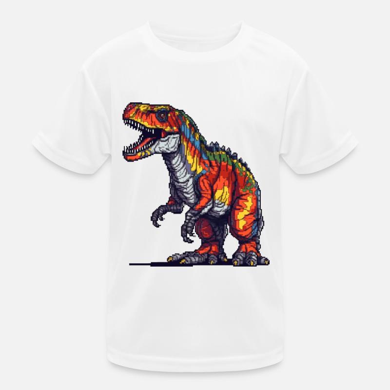 Dino in Retro Pixel Grafik 8-Bit oder 16-Bit Kinder Funktions-T-Shirt