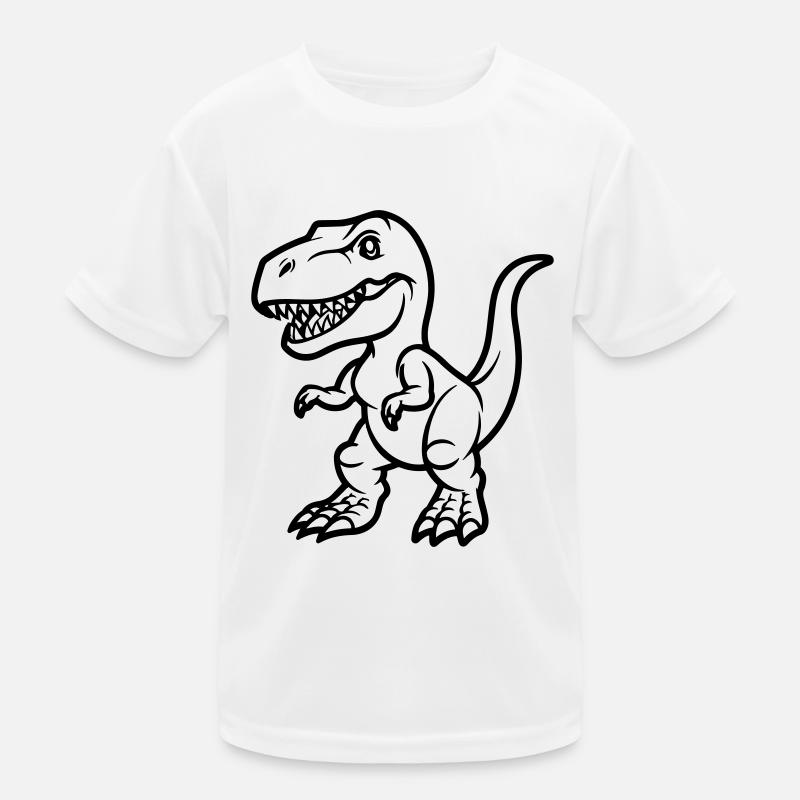 T Rex Comic - Kinder Funktions-T-Shirt - Weiß