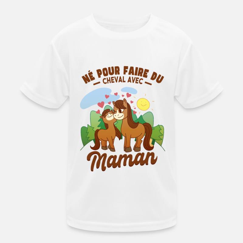 Amusant Maman Cheval Cavalière T-shirt sport Enfant