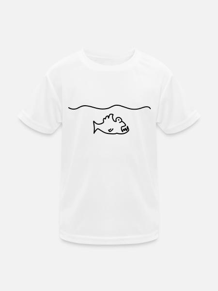 piranha mit gebiss - Kinder Funktions-T-Shirt - Weiß - Vorne