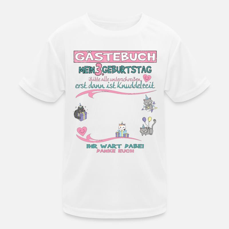 3. Geburtstag Mädchen & Junge Gästebuch Kinder Funktions-T-Shirt