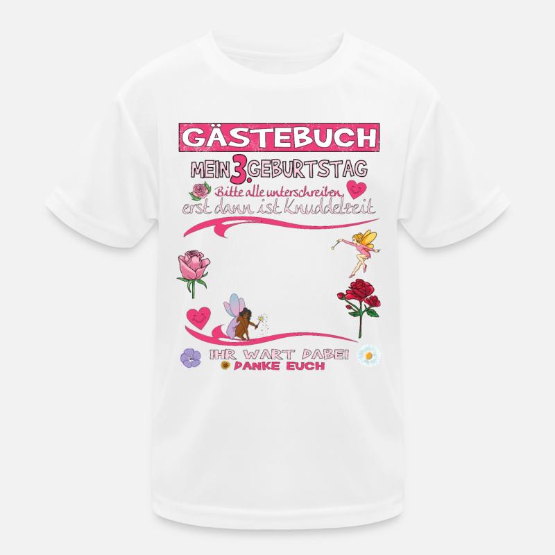 3. Geburtstag Mädchen & Junge Gästebuch Kinder Funktions-T-Shirt