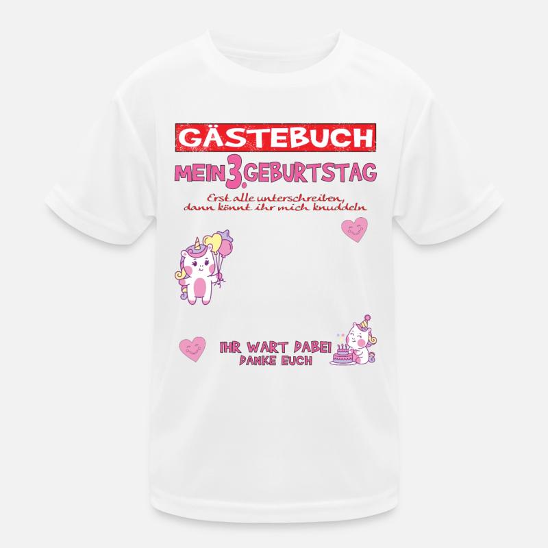 3. Geburtstag Mädchen & Junge Gästebuch Kinder Funktions-T-Shirt