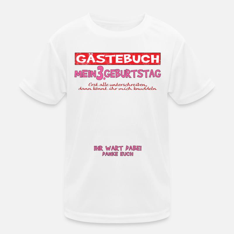 3. Geburtstag Mädchen & Junge Gästebuch Kinder Funktions-T-Shirt