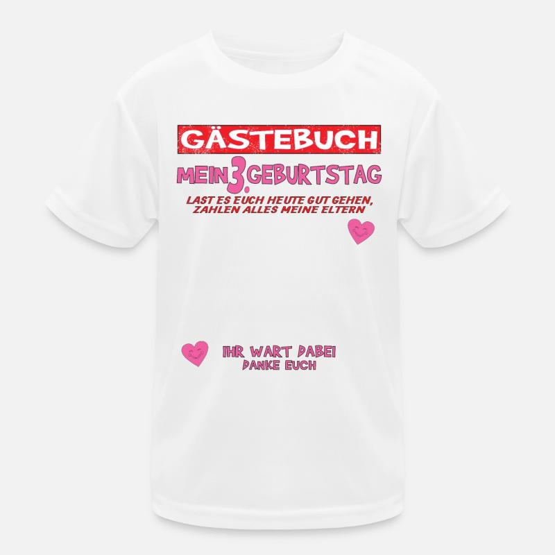 3. Geburtstag Mädchen & Junge Gästebuch Kinder Funktions-T-Shirt