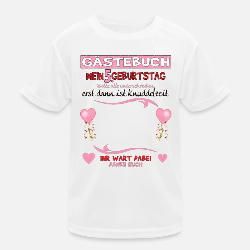 5. Geburtstag Mädchen & Junge Gästebuch Kinder Funktions-T-Shirt