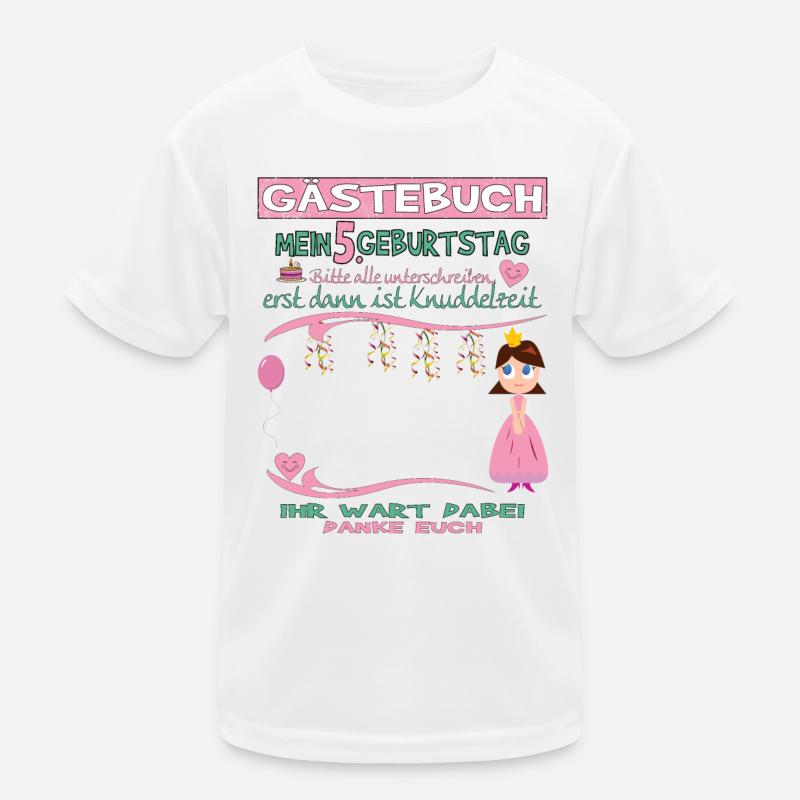 5. Geburtstag Mädchen & Junge Gästebuch Kinder Funktions-T-Shirt