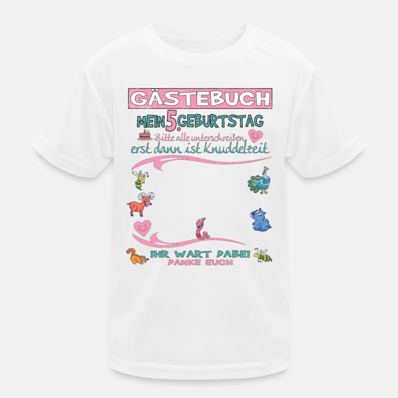 5. Geburtstag Mädchen & Junge Gästebuch Kinder Funktions-T-Shirt