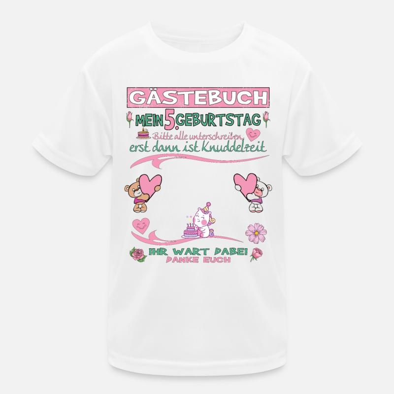 5. Geburtstag Mädchen & Junge Gästebuch Kinder Funktions-T-Shirt