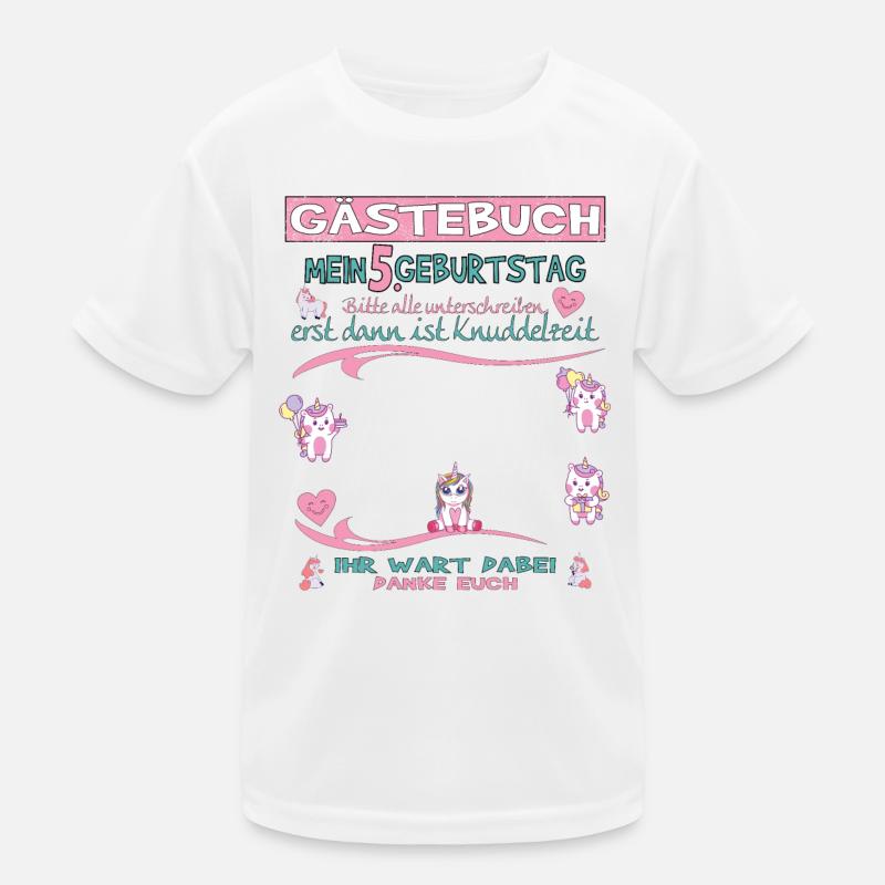 5. Geburtstag Mädchen & Junge Gästebuch Kinder Funktions-T-Shirt