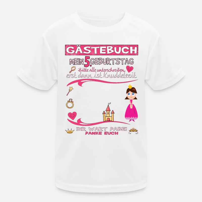 5. Geburtstag Mädchen & Junge Gästebuch Kinder Funktions-T-Shirt