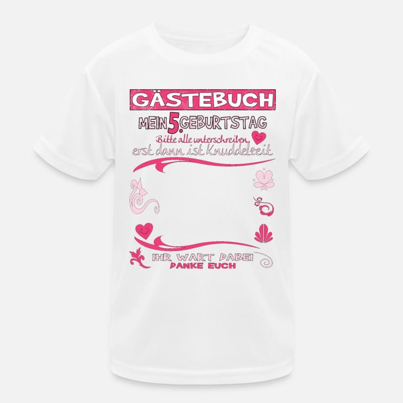 5. Geburtstag Mädchen & Junge Gästebuch Kinder Funktions-T-Shirt