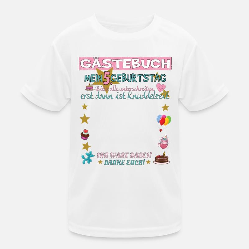 5. Geburtstag Mädchen & Junge Gästebuch Kinder Funktions-T-Shirt