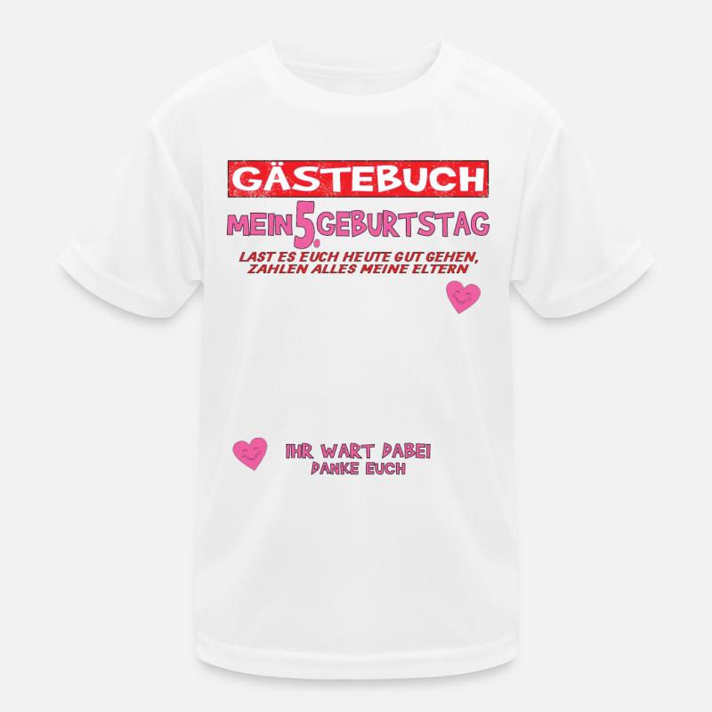 5. Geburtstag Mädchen & Junge Gästebuch Kinder Funktions-T-Shirt