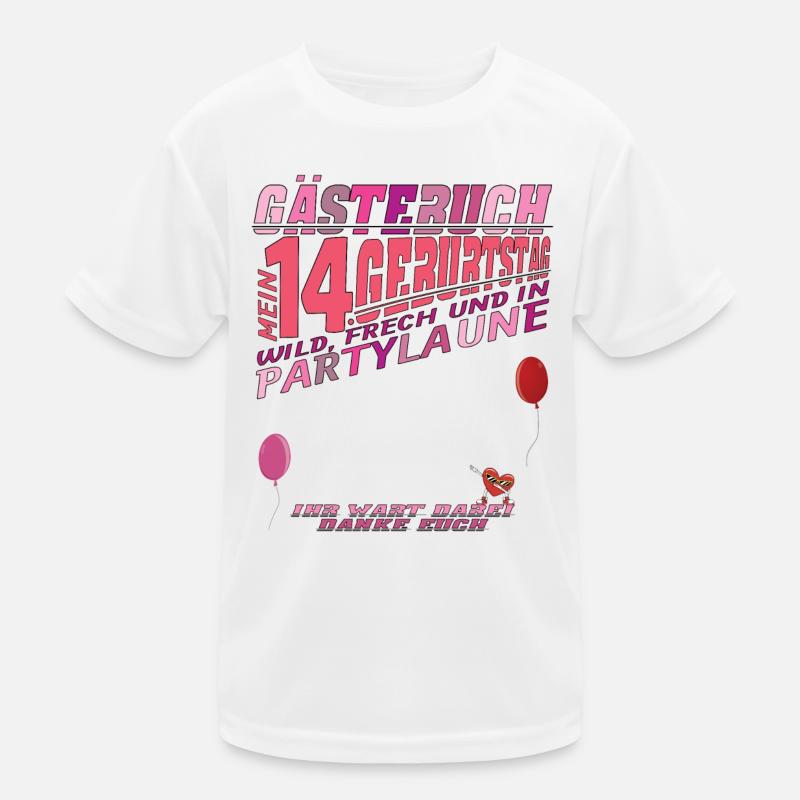 14. Geburtstag Mädchen & Junge Gästebuch Kinder Funktions-T-Shirt