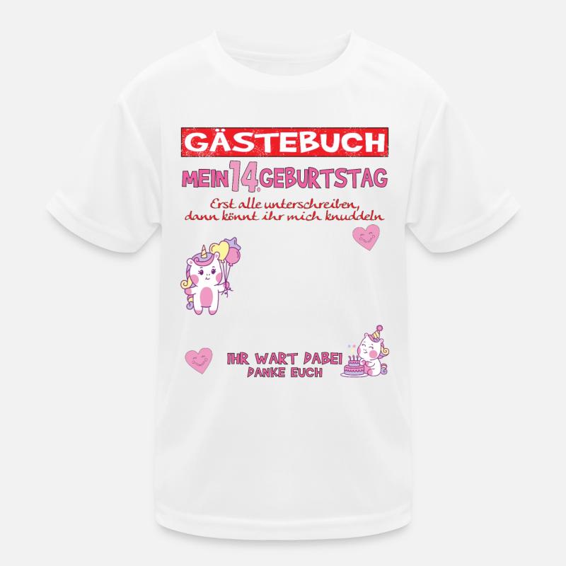 14. Geburtstag Mädchen & Junge Gästebuch Kinder Funktions-T-Shirt