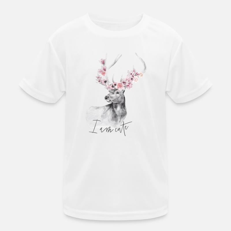 Hirsch mit Blumen Kinder Funktions-T-Shirt