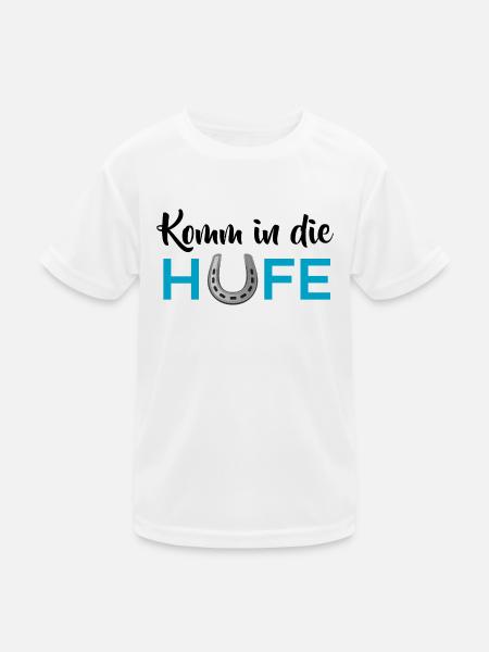 Komm in die Hufe - Kinder Funktions-T-Shirt - Weiß - Vorne
