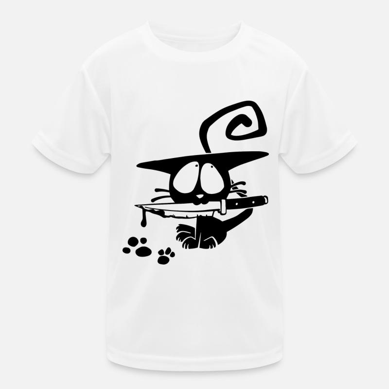 Katze mit Messer Kinder Funktions-T-Shirt