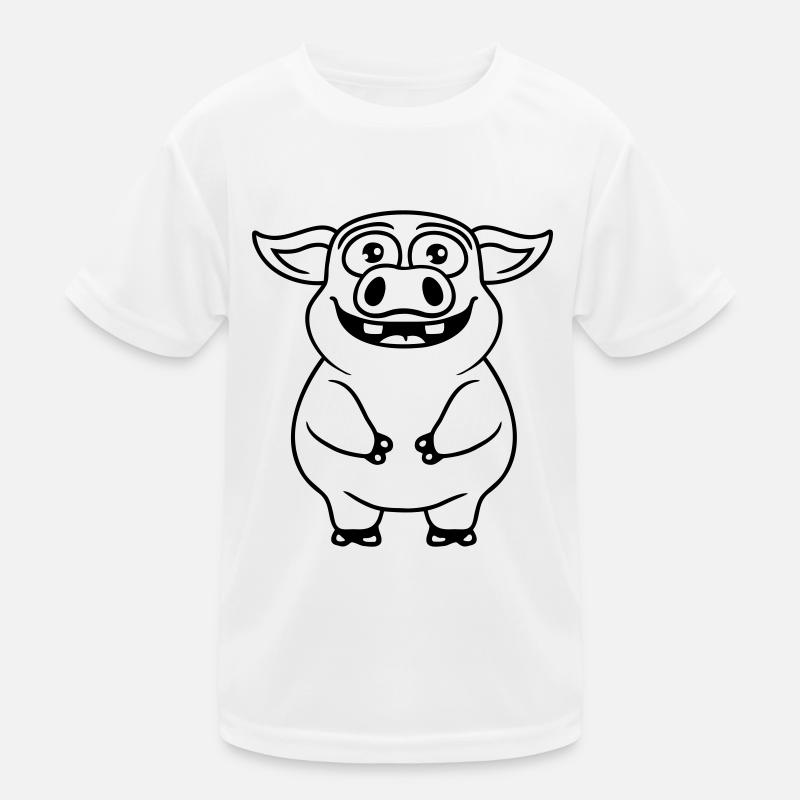 Comic glückliches kleines Schwein Kinder Funktions-T-Shirt