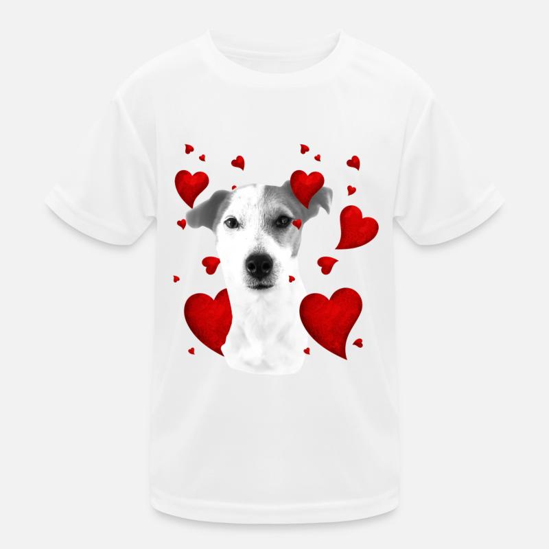 Jack Russel mit Herzen Kinder Funktions-T-Shirt