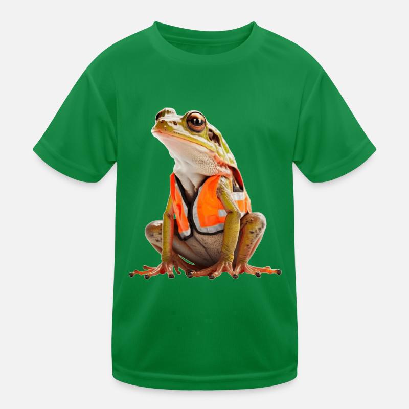 Frosch mit Sicherheitswarnweste Kinder Funktions-T-Shirt