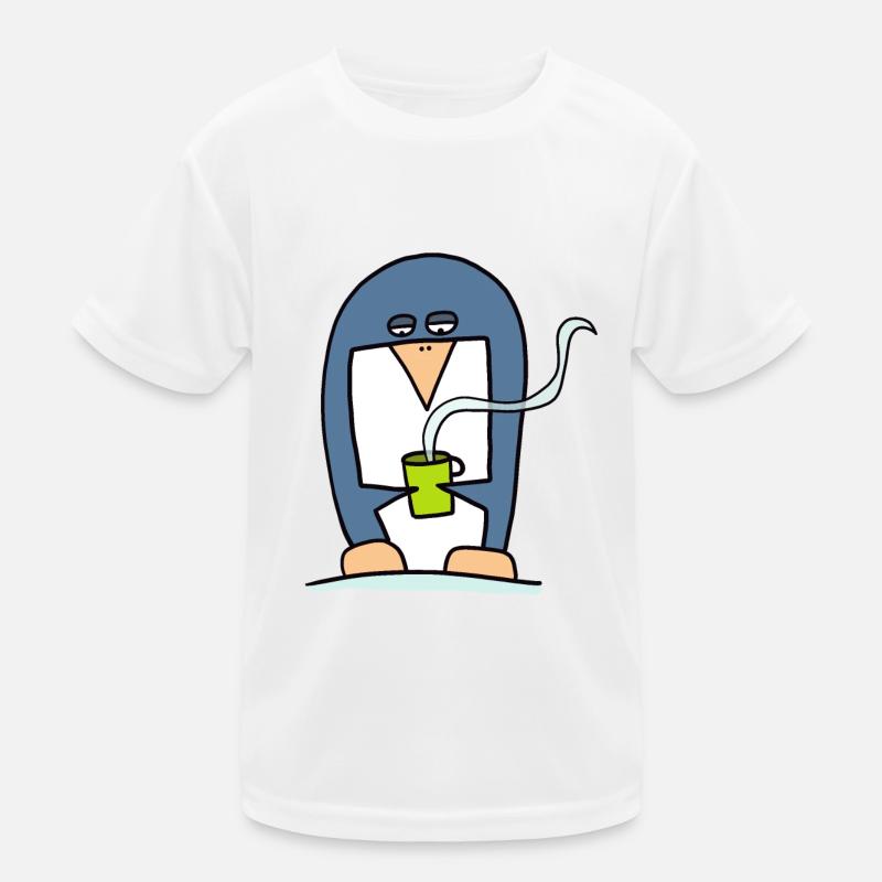 Penguin drinking coffee Kids Functional T-Shirt