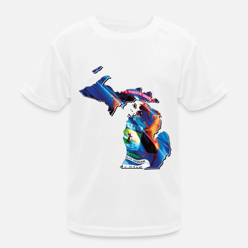Michigan (USA) | echte Flagge | Flag Map Kinder Funktions-T-Shirt