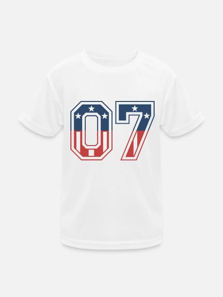Anzahl 07 USA - Kinder Funktions-T-Shirt - Weiß