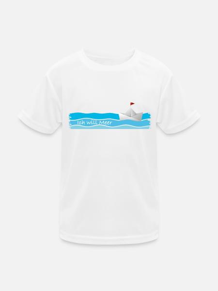 Ich will Meer - Kinder Funktions-T-Shirt - Weiß - Vorne