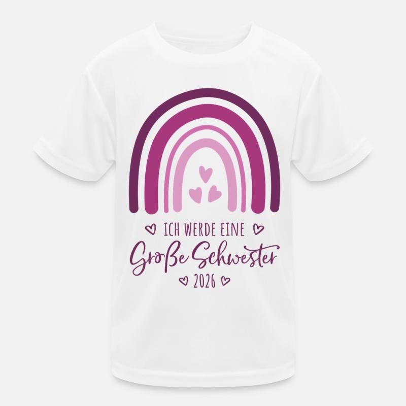 Große Schwester 2026 Regenbogen Kinder Funktions-T-Shirt