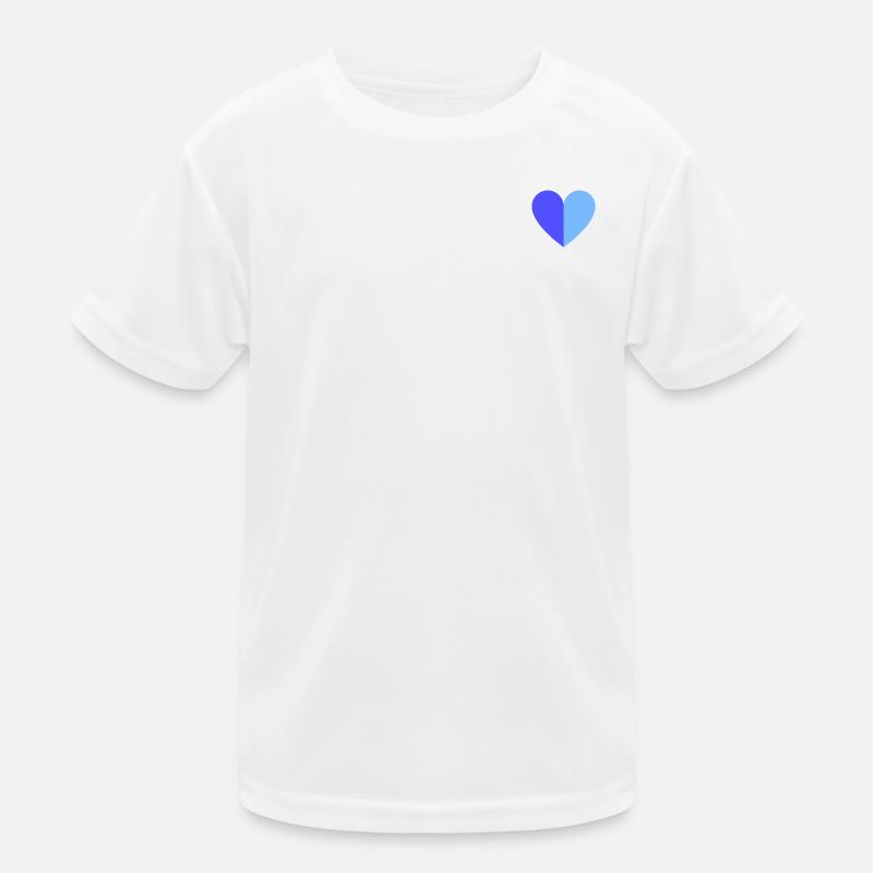 Two-tone heart blue-light blue Kids Functional T-Shirt