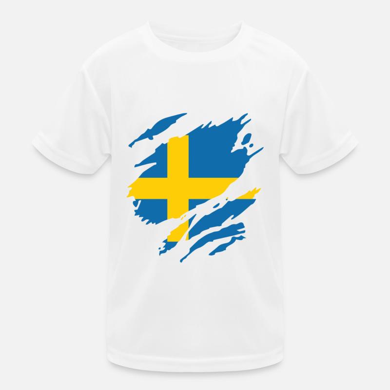 Drapeau de la Suède Fan de drapeau Sverige rayures de fan T-shirt sport Enfant