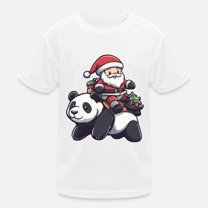 Panda Père Noël Dessin animé T-shirt sport Enfant