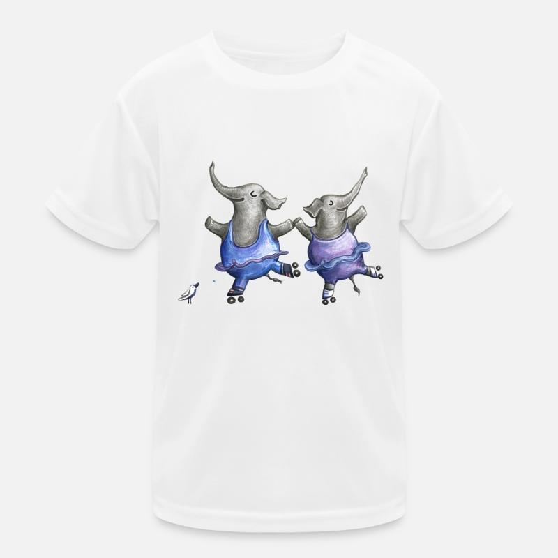 Roller skate elephant dance - Kids Functional T-Shirt - white