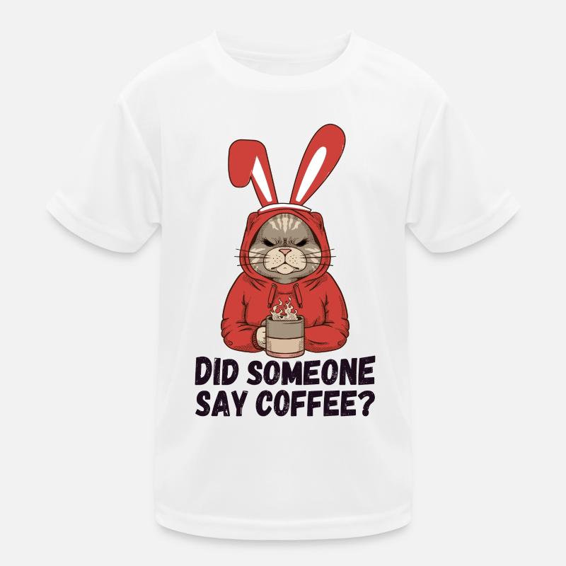 Hat jemand Kaffee gesagt? Katze mit Hasenohren Kinder Funktions-T-Shirt