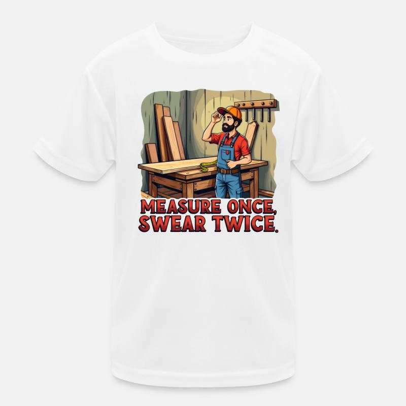 Measure Once Swear Twice Woodworking Woodwork Kids Functional T-Shirt