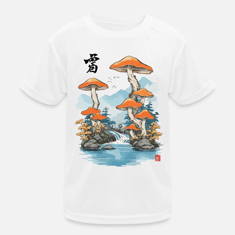 Wald Pilz Vintage Ukiyo-E Aesthetic Design Kinder Funktions-T-Shirt