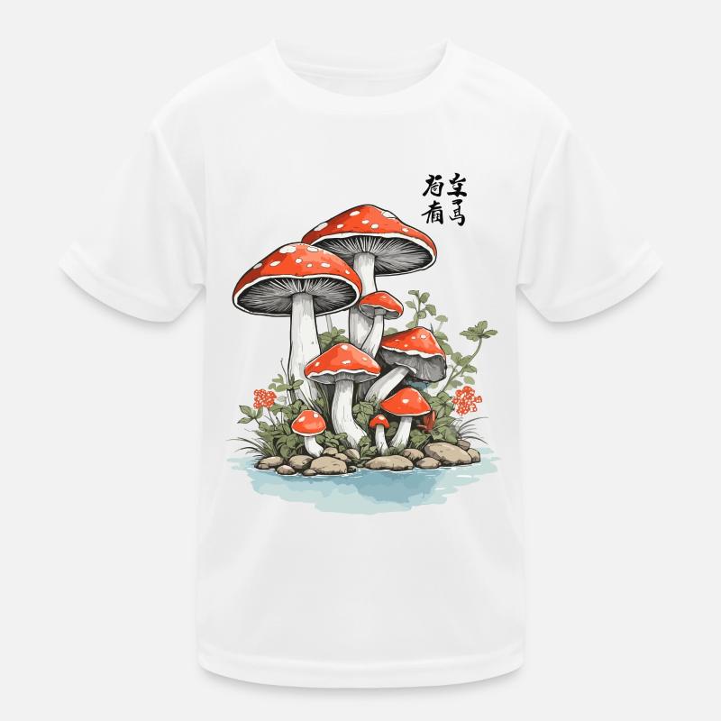 Magic Mushroom Vintage Ukiyo-E Goblincore Kids Functional T-Shirt