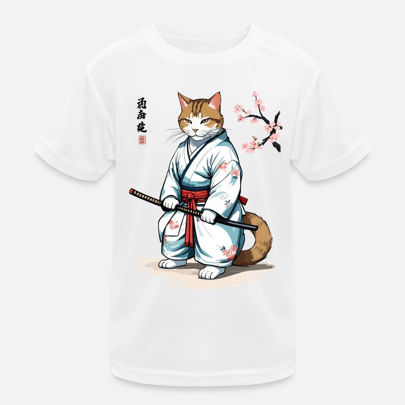 Chats samouraï rétro Ukiyo-E Japon Art T-shirt sport Enfant