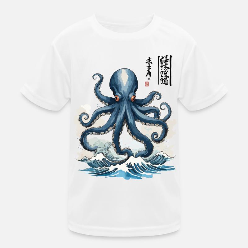 Japanischer Ukiyo-E Oktopus Meer Kunstwerk Kinder Funktions-T-Shirt