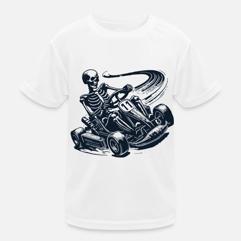 Skeleton in go-kart racing adventure Kids Functional T-Shirt