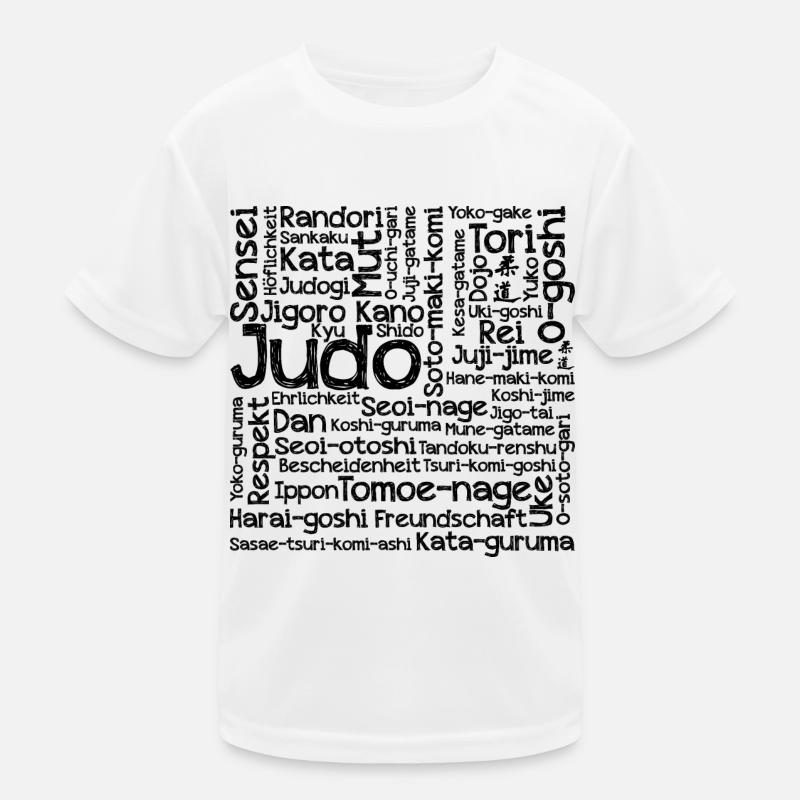 Judo Techniken - Kinder Funktions-T-Shirt - Weiß